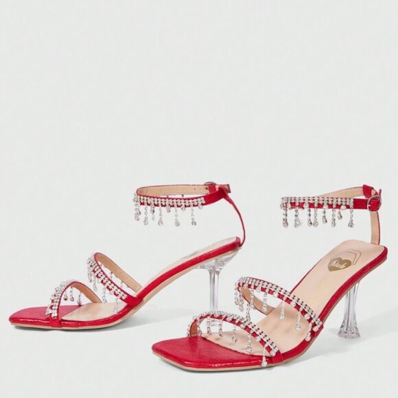 SHEIN Glittering Red Slingback Heels (US 7) - Picture 1 of 14
